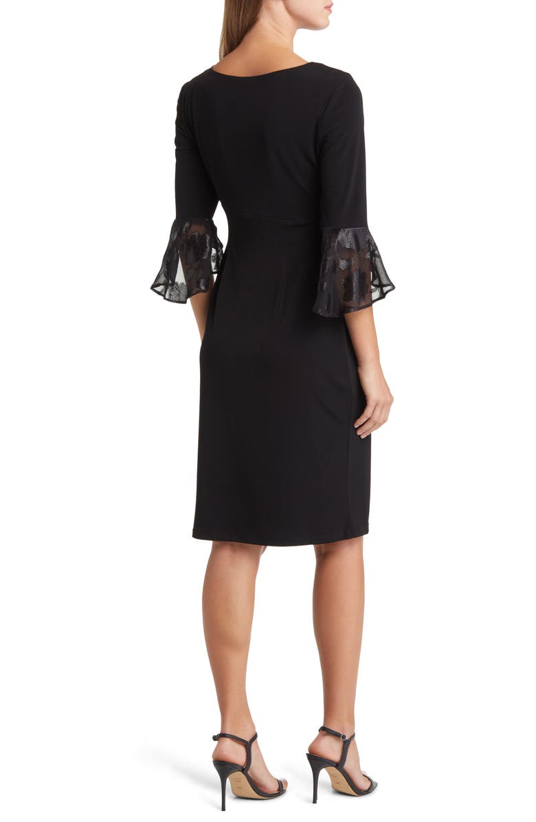 Connected Apparel Long Sleeve Faux Wrap Cocktail Dress, Alternate, color,