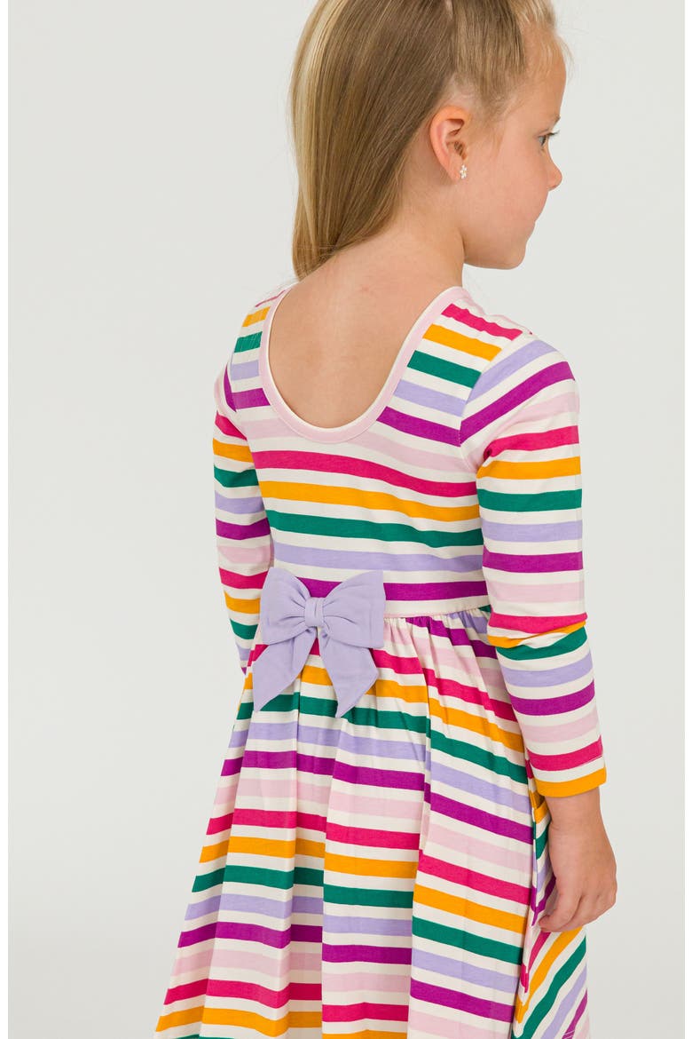 Colorful Rainbow Stripe Long Sleeve Skater Dress, Alternate, color, WHITE