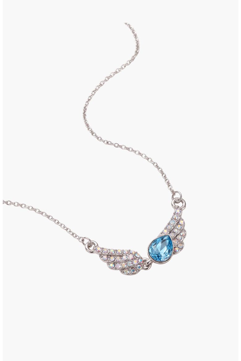 Teardrop Angel Wing Pendant Necklace, Alternate, color, Aqua