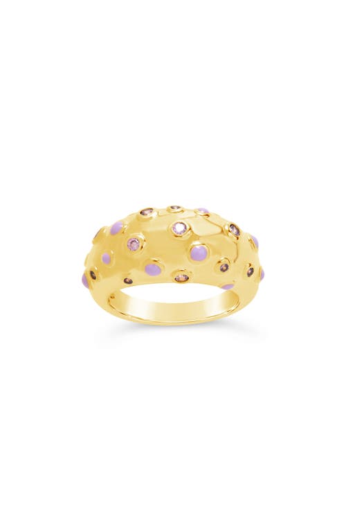 Sterling Forever Emberly Cubic Zirconia & Enamel Dot Dome Ring