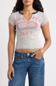BDG Urban Outfitters Soorty V-Neck Faded Graphic Baby Tee