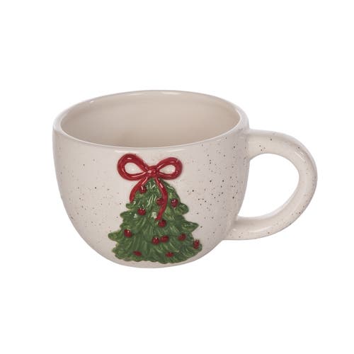 Transpac Ceramic Holiday Tree Mug 14.5oz Multicolor Dishwasher Safe Drinkware For Christmas Gift Giv
