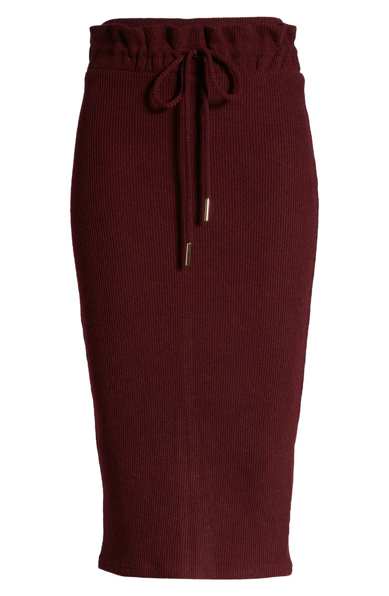 Lavish Alice Paperbag Waist Rib Knit Midi Skirt, Alternate, color,