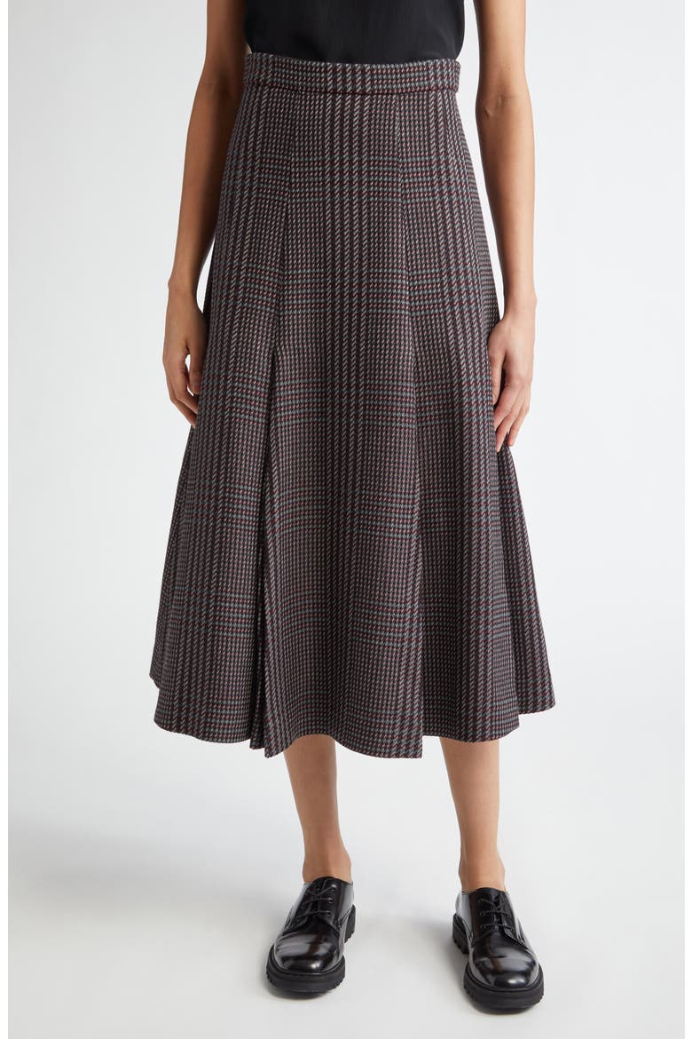 Kenzie Check Wool Blend Skirt, Main, color, BURGUNDY/ GREY/ BLACK