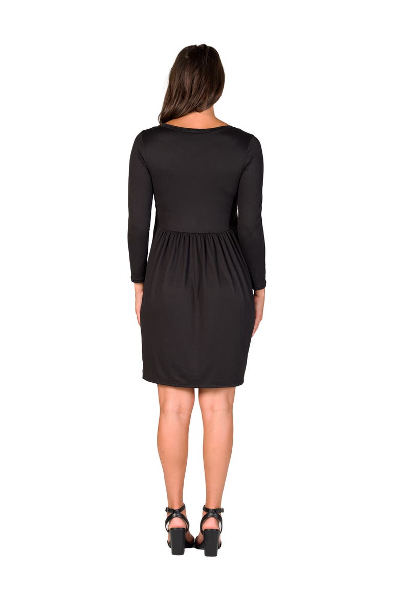 Long Sleeve Babydoll Knee Length Dress, Alternate, color, Black