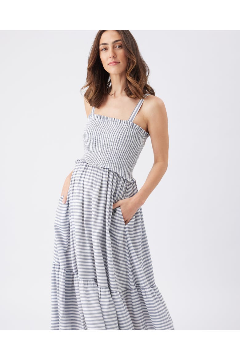 Sofia Stripe Dress, Alternate, color, Indigo / White