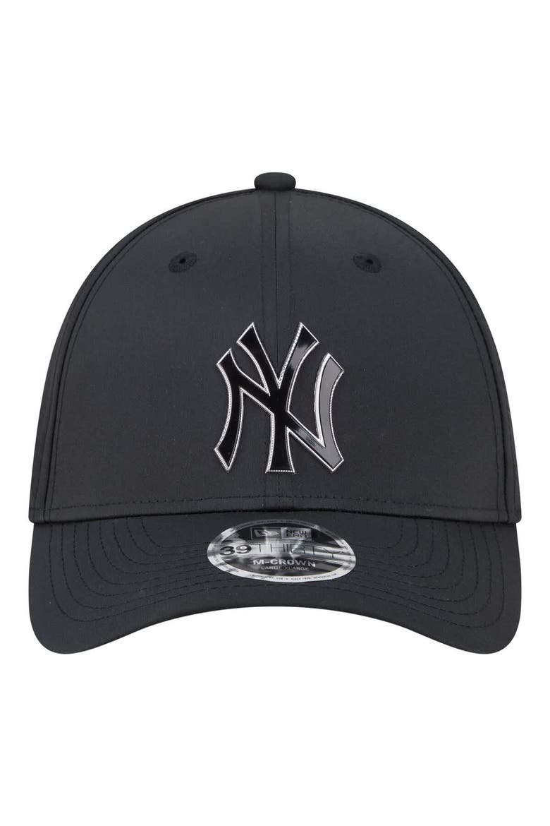 Men's New Era  Black New York Yankees Metallic 39THIRTY M-Crown Flex Hat, Alternate, color, Black