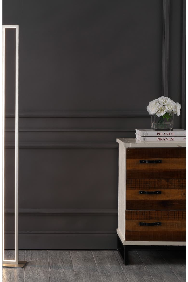 Johan 59.5" Modern Minimalist Aluminum Integrated Tower LED Floor Lamp, Nickel, Alternate, color, Nickel