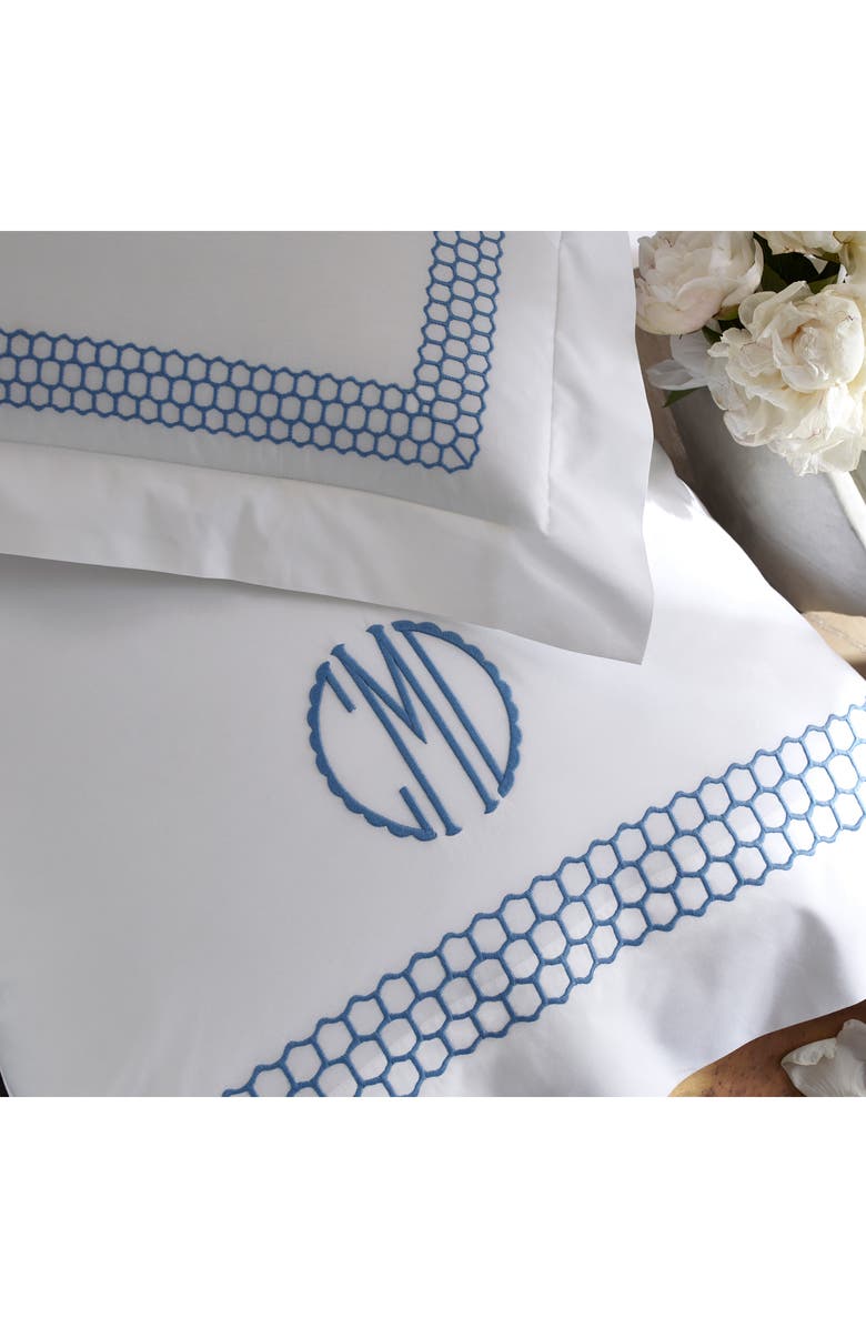 Matouk Liana 520 Thread Count Cotton Percale Set of 2 Pillowcases, Alternate, color, Ocean