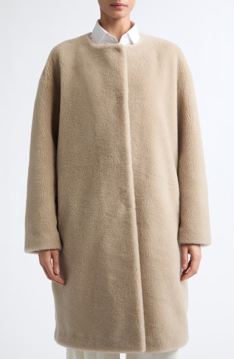 Wool Blend Teddy Fleece Coat