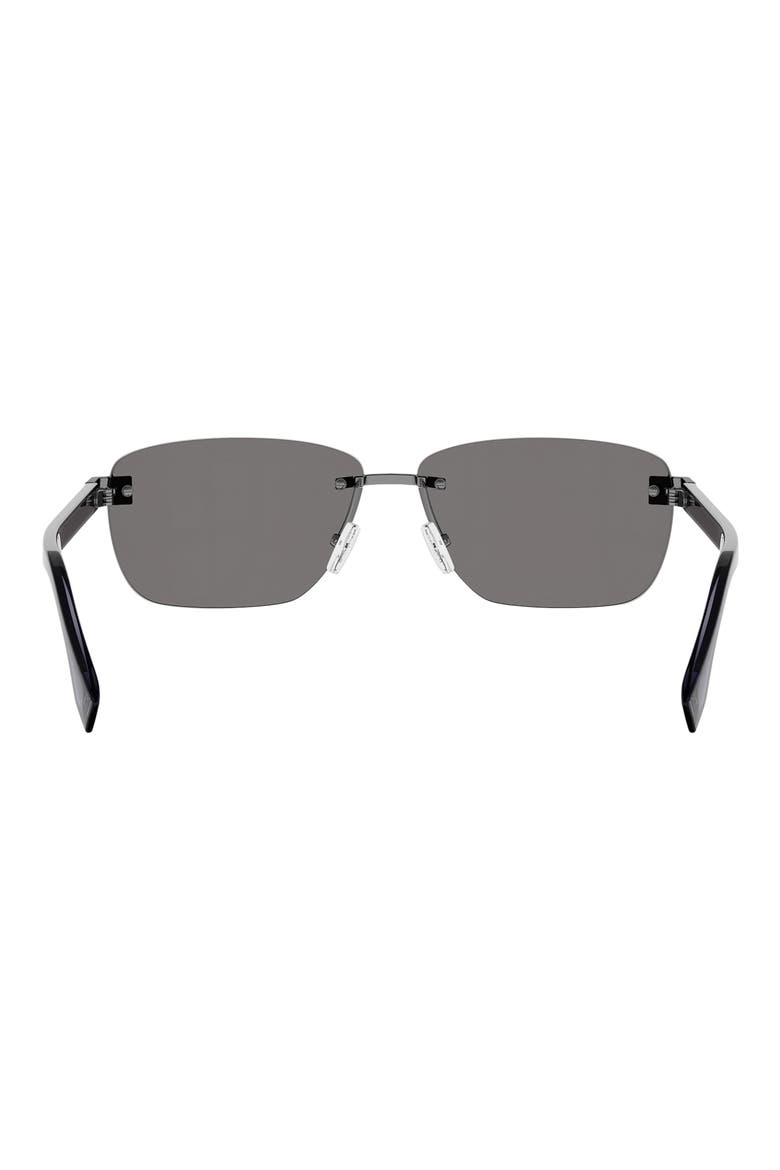 Sky 61mm Rectangular Sunglasses, Alternate, color, SHINY LIGHT RUTHENIUM / SMOKE