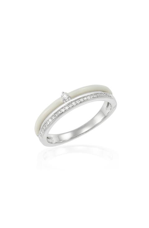 Diamond & Enamel Stacked Band Ring