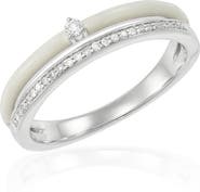 Frankie & Zoe Diamond & Enamel Stacked Band Ring