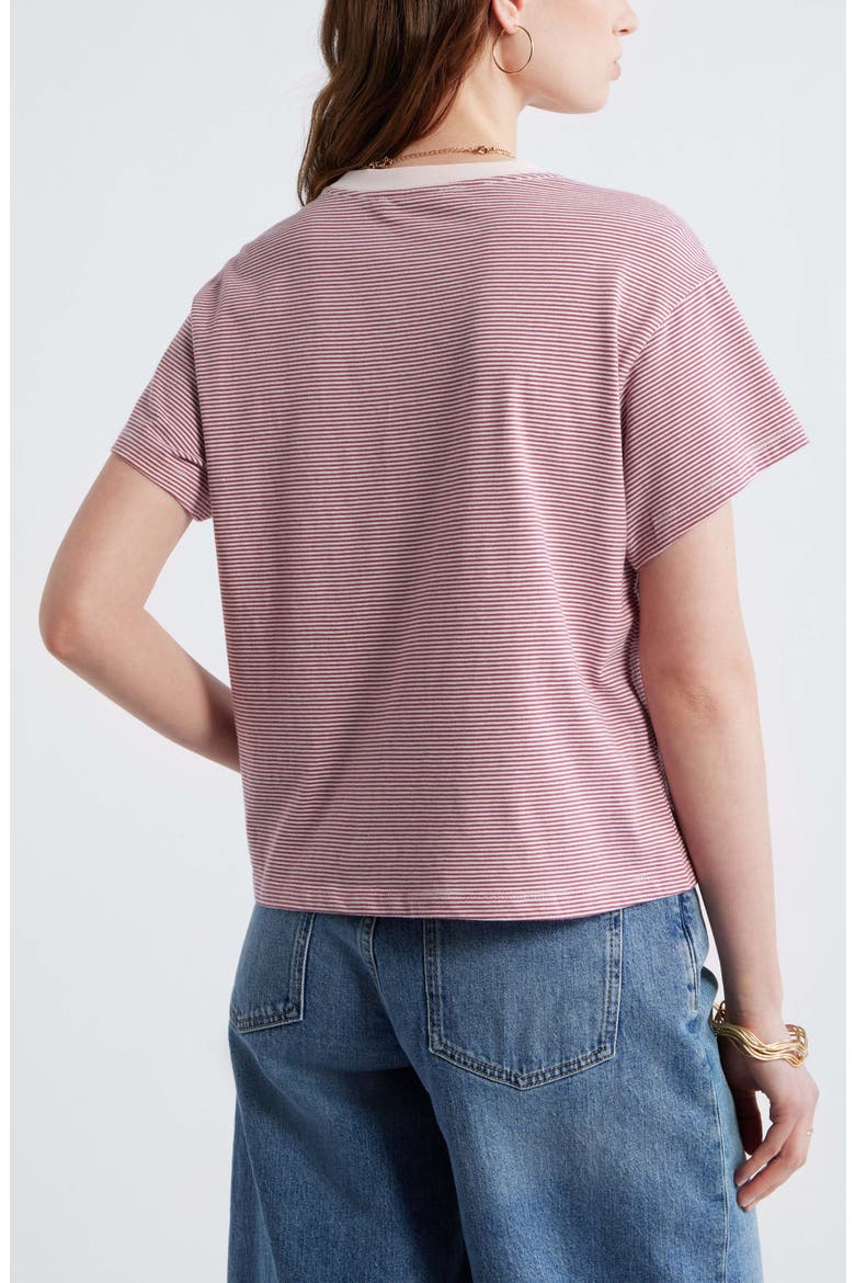 Favorite Cotton T-Shirt, Alternate, color, PINK- BURG MICRO STRIPE