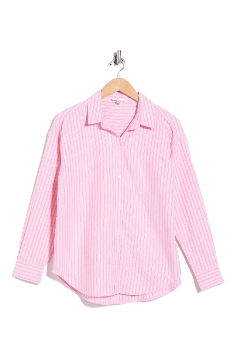 Cidney Oversize Cotton Button-Up Shirt, Alternate, color, PINK FLUFF