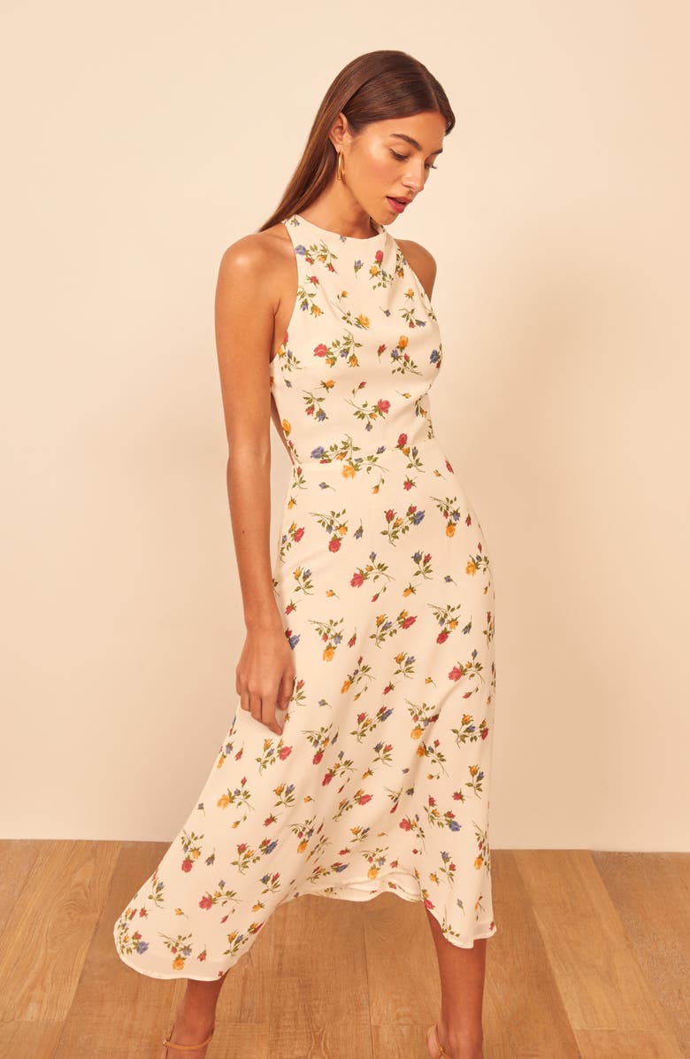Reformation Harleen Floral Print Midi Dress, Alternate, color, 