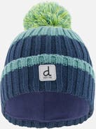 Deux par Deux Colorblock Jacquard Fleece-Lined Knit Hat with Pompom
