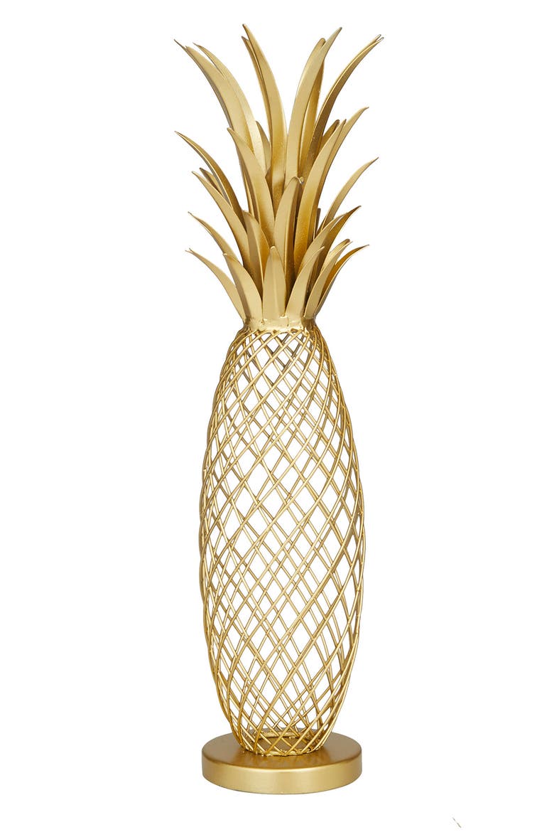 Goldtone Metal Pineapple Fruit Sculpture, Main, color, GOLD