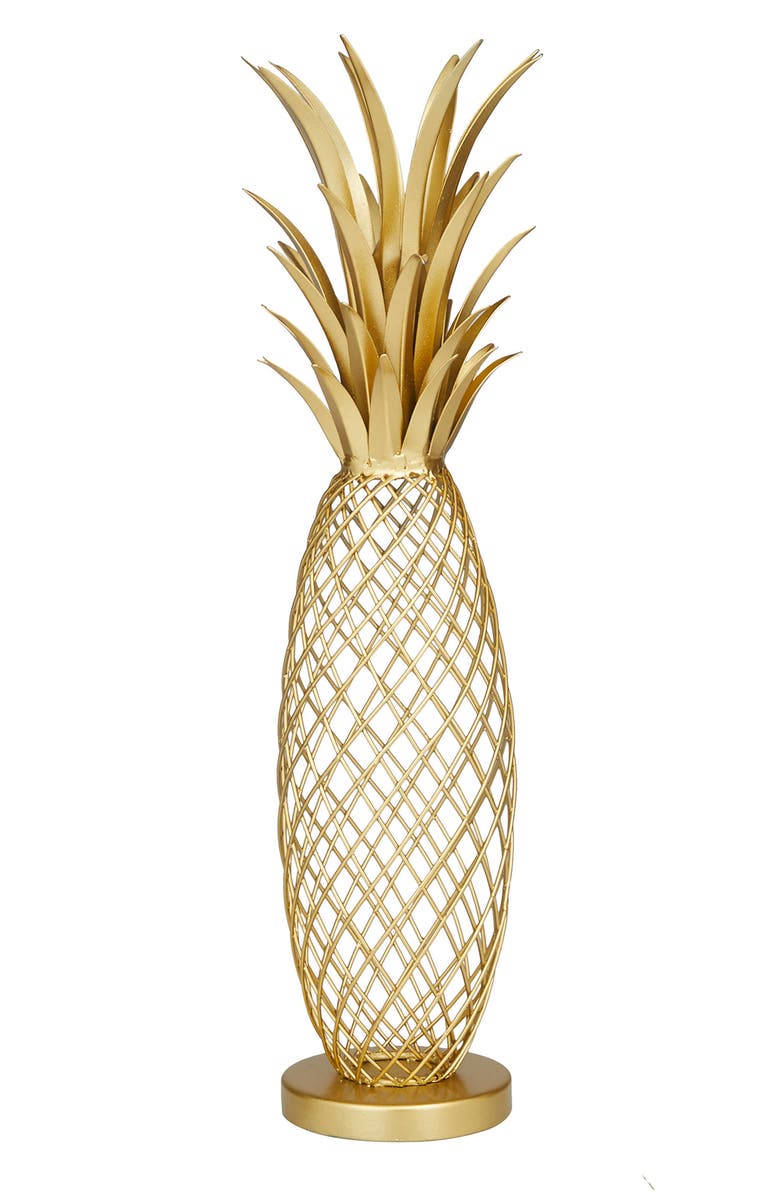 VIVIAN LUNE HOME Goldtone Metal Pineapple Fruit Sculpture, Main, color, Gold