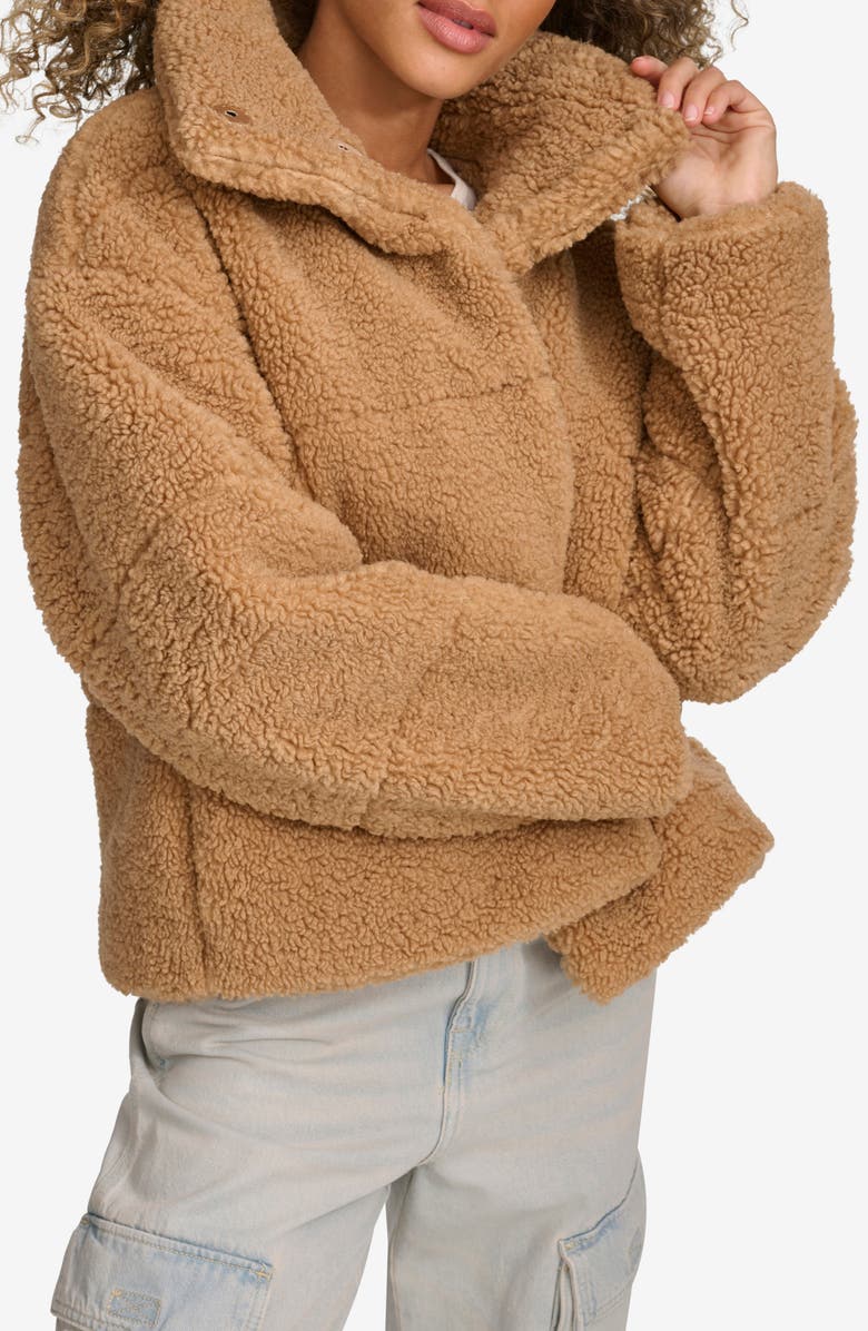 Levi's Quilted Faux Fur Short Teddy Jacket, Alternate, color, Chestnut