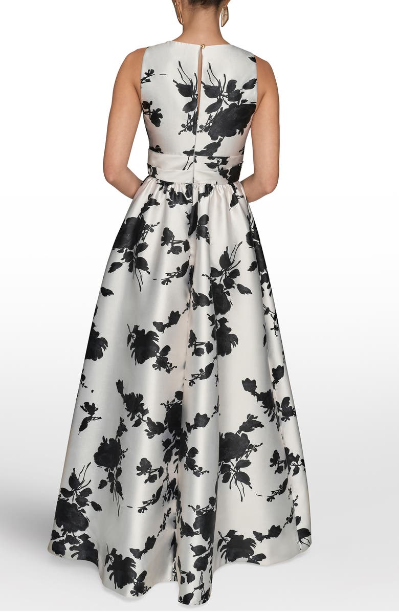Donna Karan New York Floral A-Line Gown, Alternate, color, Cream/ Black