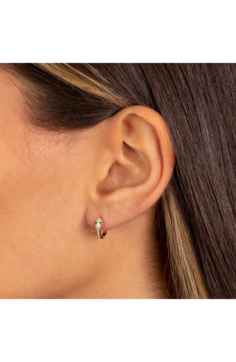 BY ADINA EDEN Diamond Snake Huggie Earring 14K, Alternate, color, Emerald Green