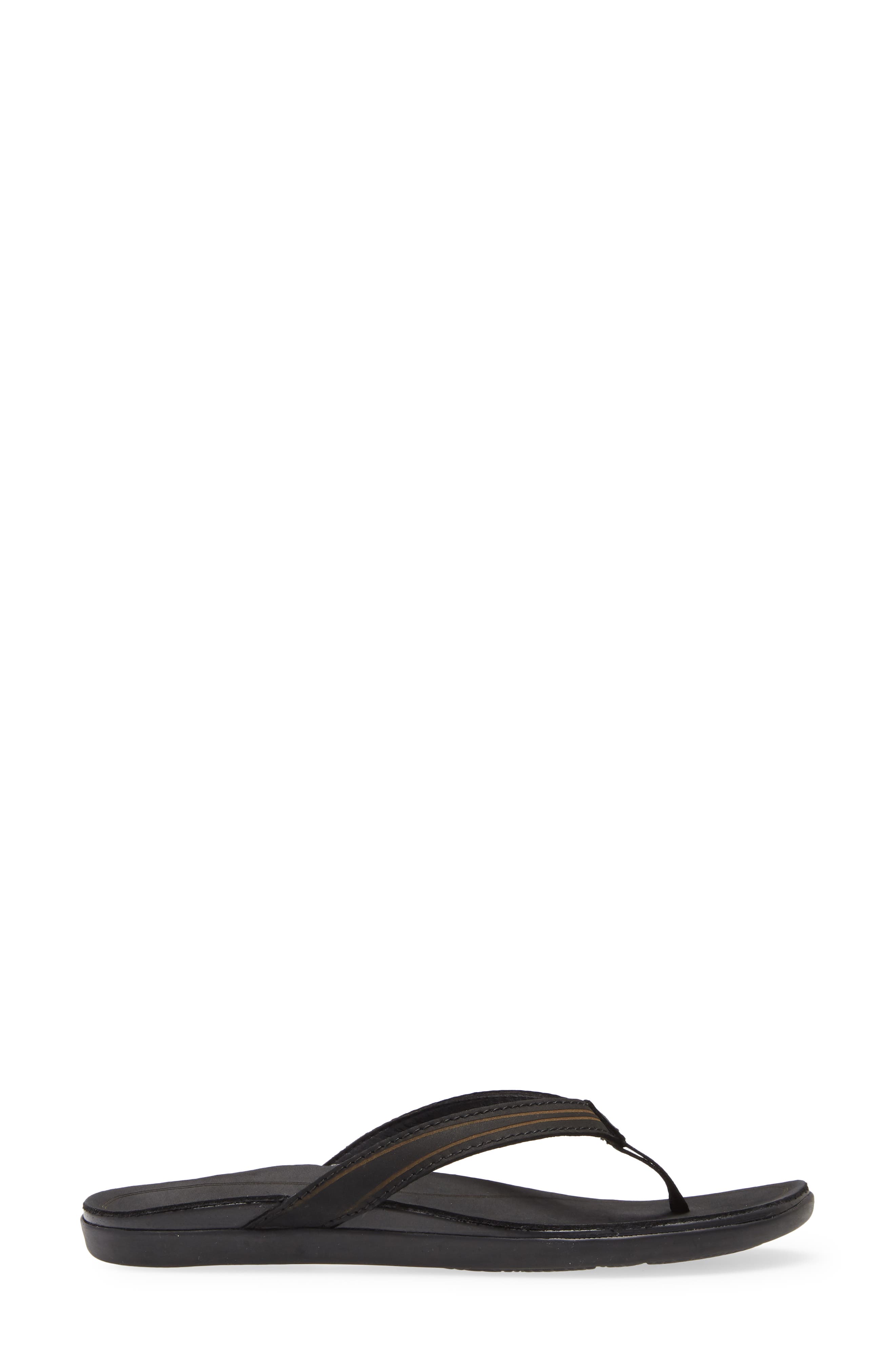 OluKai Aukai Flip Flop, Alternate, color, Black / Black