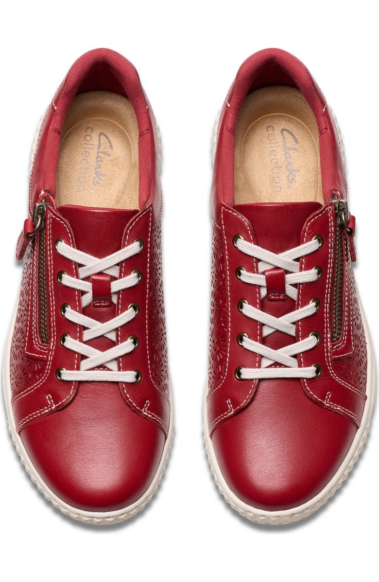 Clarks<sup>®</sup> Caroline Rio Laser-Cut Sneaker, Alternate, color, Red Leather