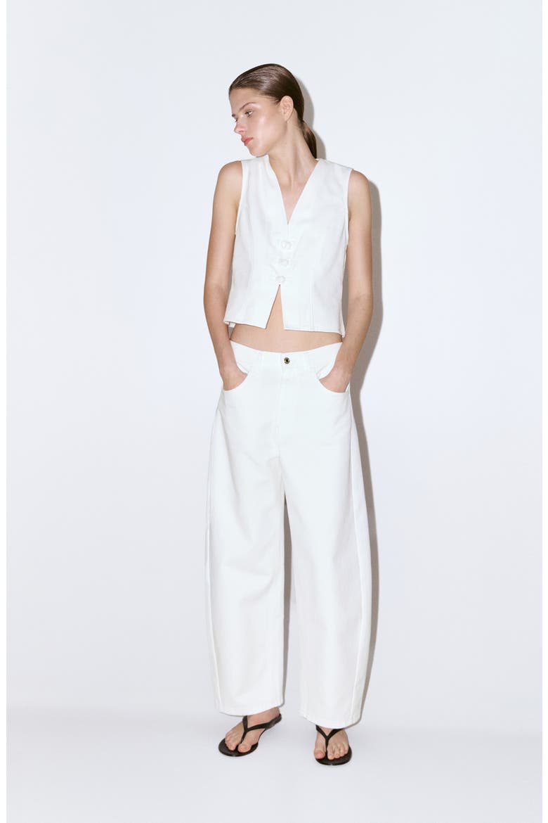 Toggle Denim Top, Alternate, color, WHITE
