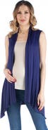 24seven Comfort Apparel Maternity Draped Open Front Sleeveless Cardigan