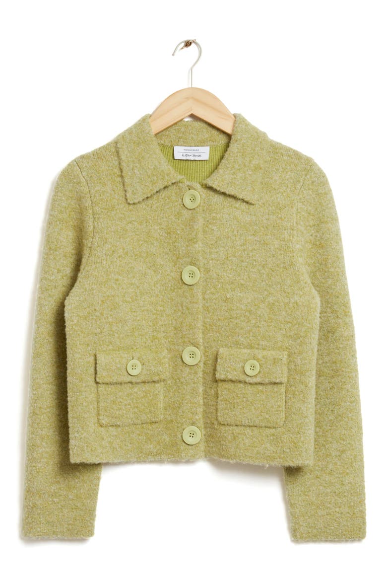 Collared Short Jacket, Alternate, color, GREEN TWEED