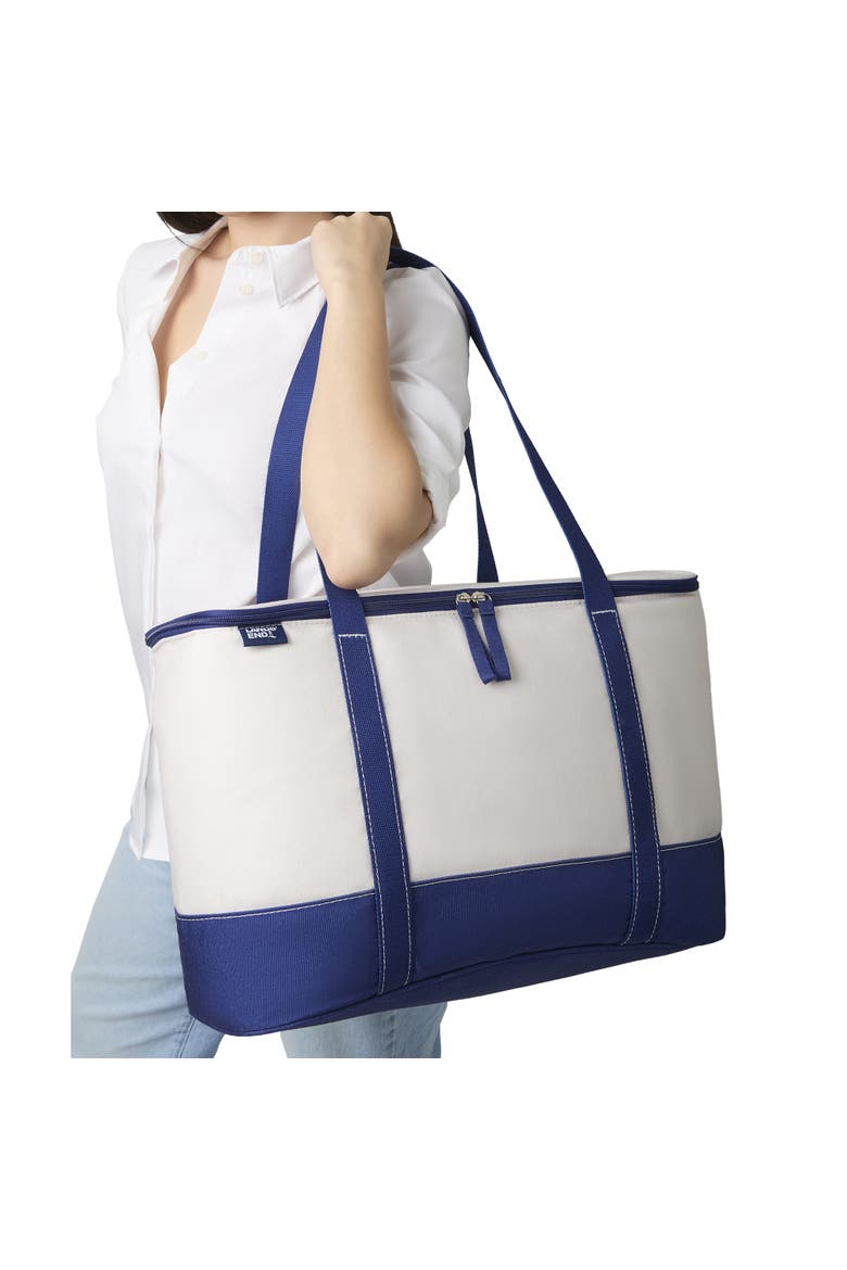 Rectangular Large Cooler Bag Insulated 8 Gal, Canvas Soft Cooler with Tote Handles and Zip Closure, Alternate, color, Navy