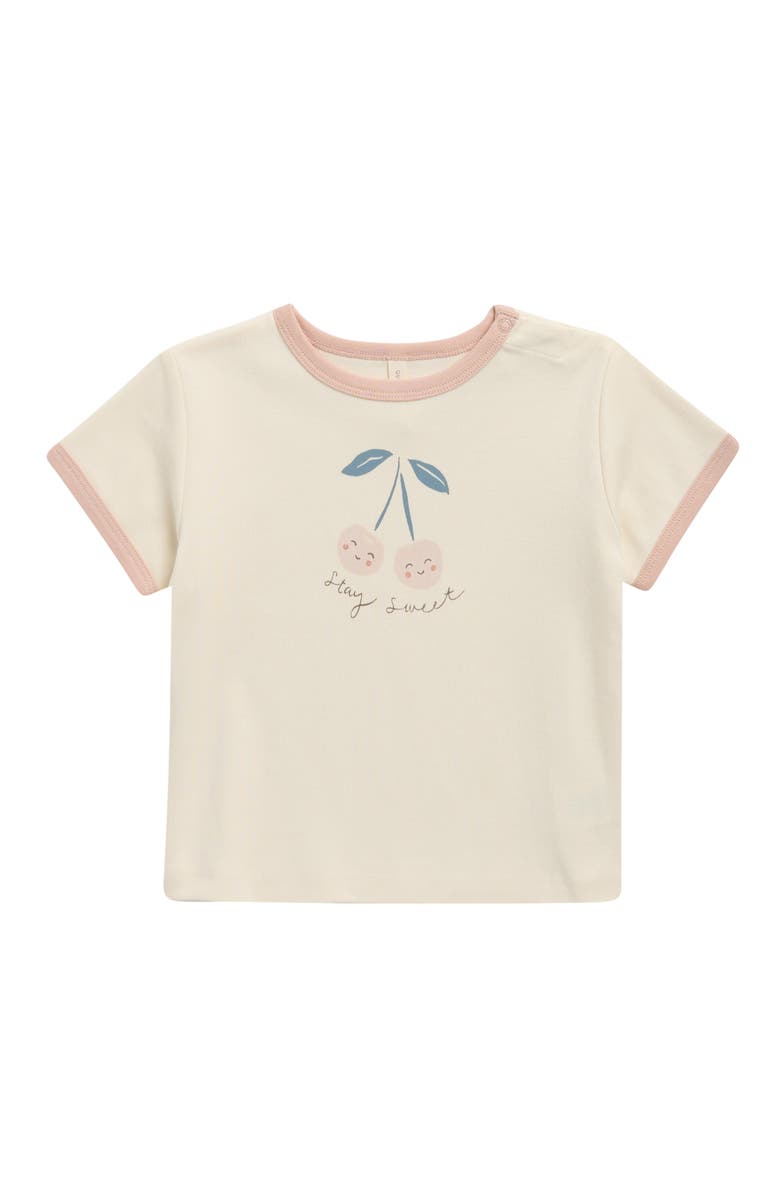 QUINCY MAE Cherry Organic Cotton Ringer T-Shirt, Main, color, Ivory