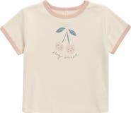QUINCY MAE Cherry Organic Cotton Ringer T-Shirt