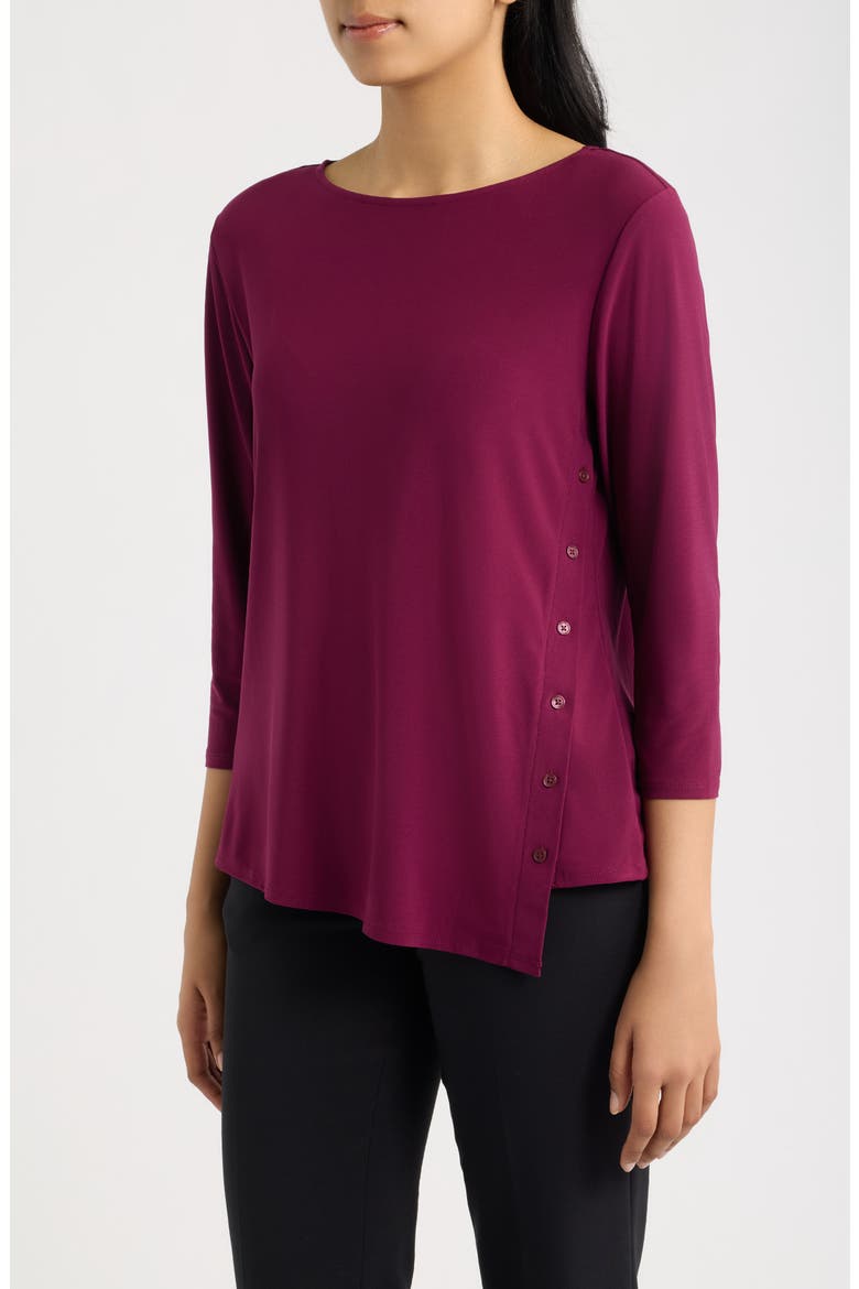 Asymmetric Button Hem Top, Alternate, color, CHIANTI