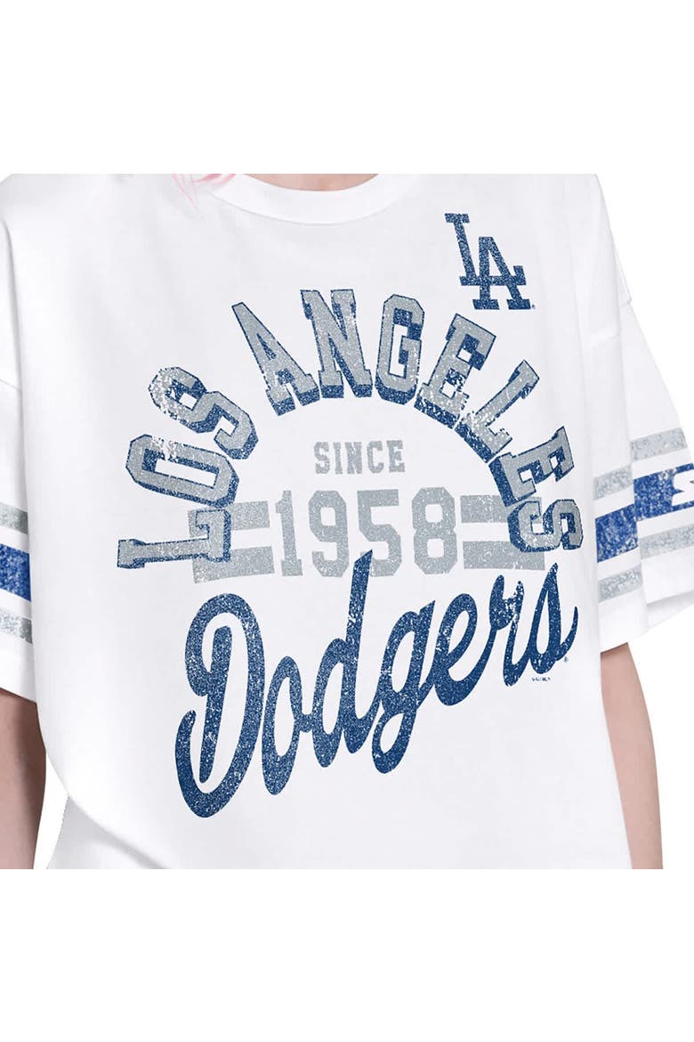 Women's Starter  White Los Angeles Dodgers Cropped Hurry Up Offense T-Shirt, Alternate, color, White