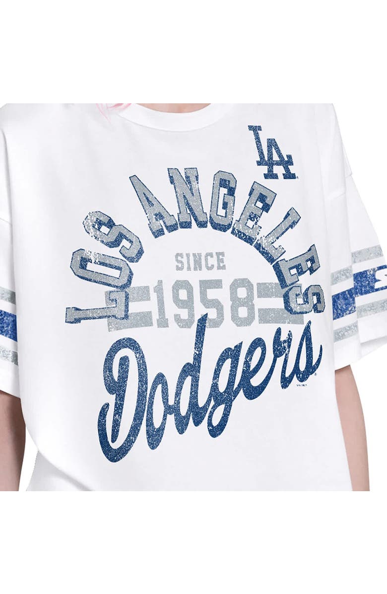 STARTER Women's Starter White Los Angeles Dodgers Cropped Hurry Up Offense T-Shirt, Alternate, color, White
