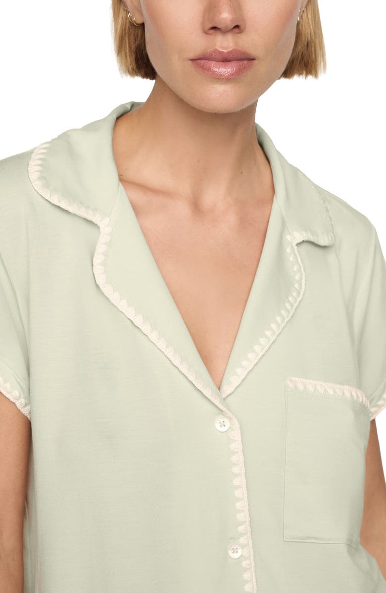 Eberjey Frida Short Pajamas, Alternate, color, Mint Cream/ Ivory