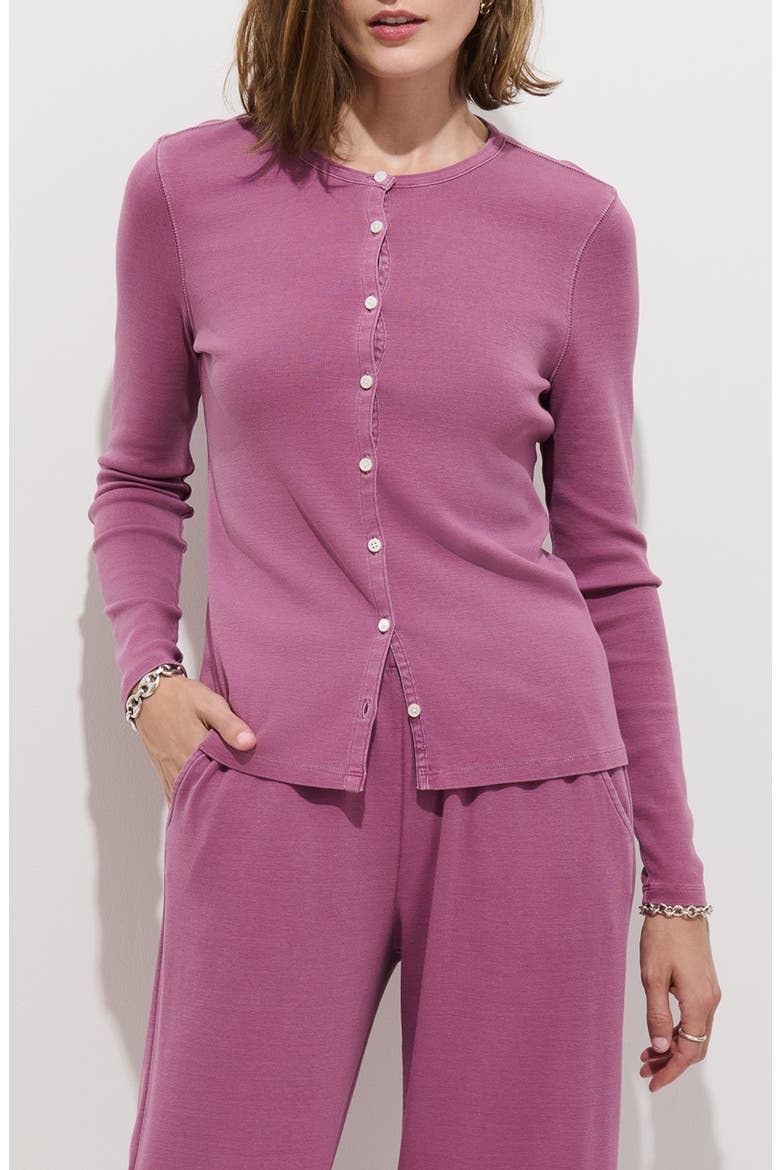 Frankie Cotton Rib Cardigan, Main, color, EARLY LAVENDER