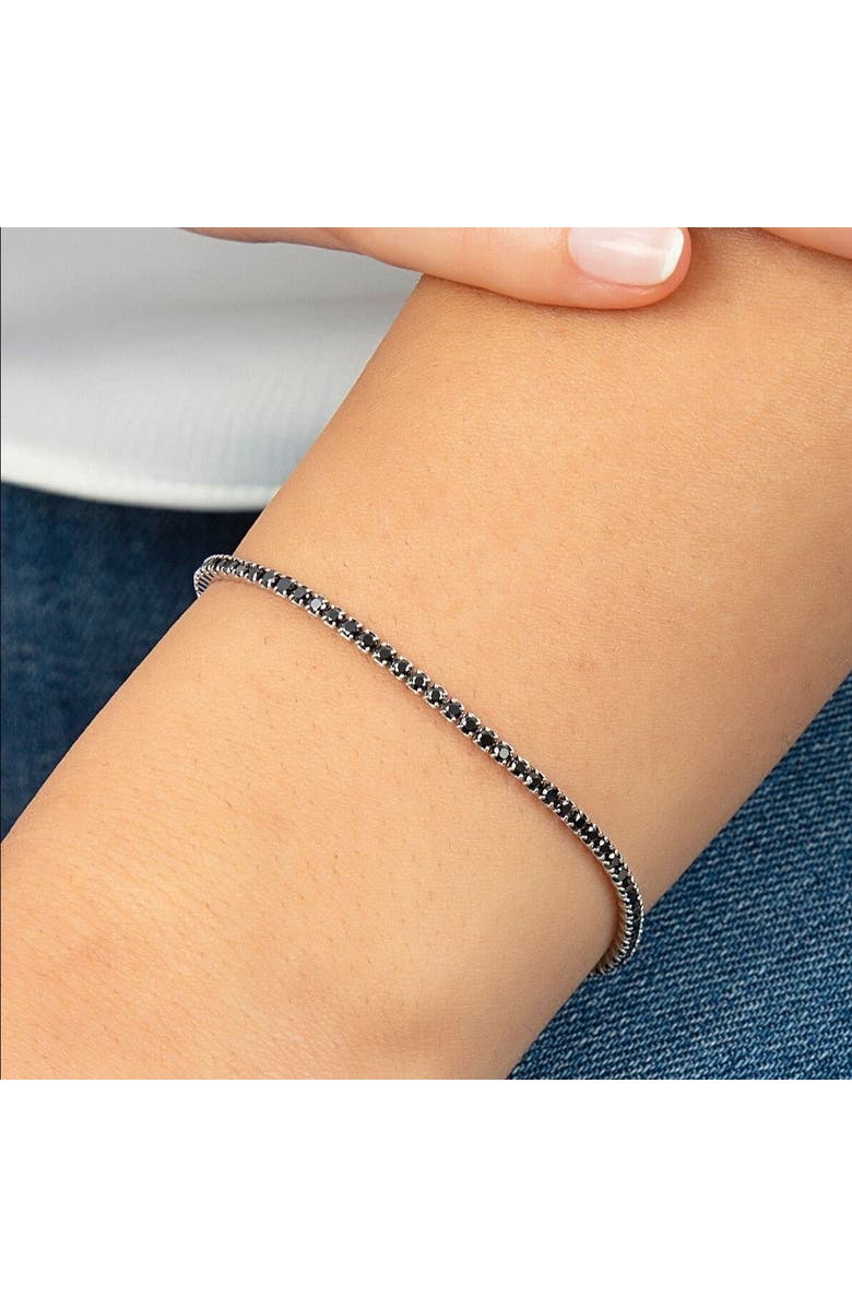 Spero London Sterling Silver Mini Black Tennis Bracelet, Alternate, color, Silver