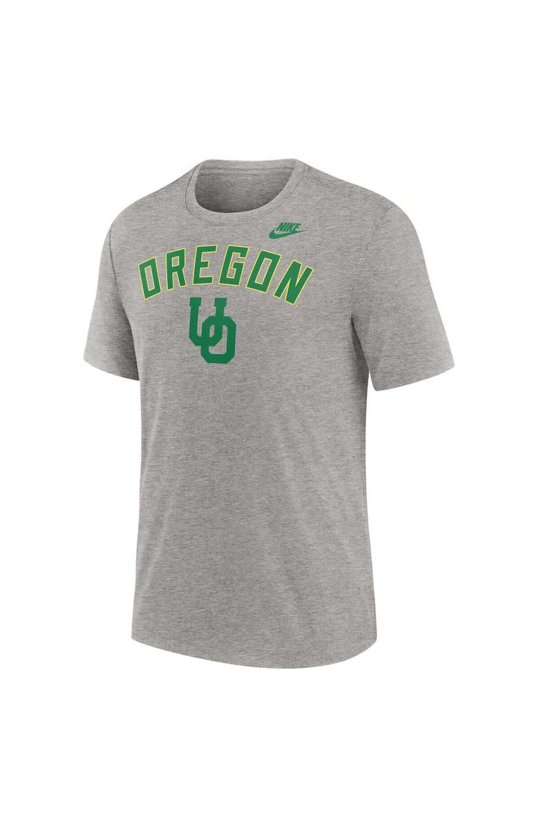 Nike Men's Nike Heather Gray Oregon Ducks Legacy Arch Tri-Blend T-Shirt, Alternate, color, Heather Gray
