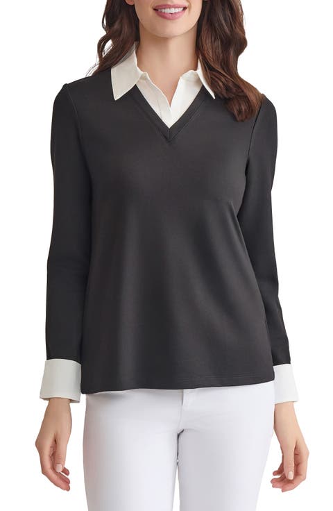 Layered Look Long Sleeve Top (Petite)