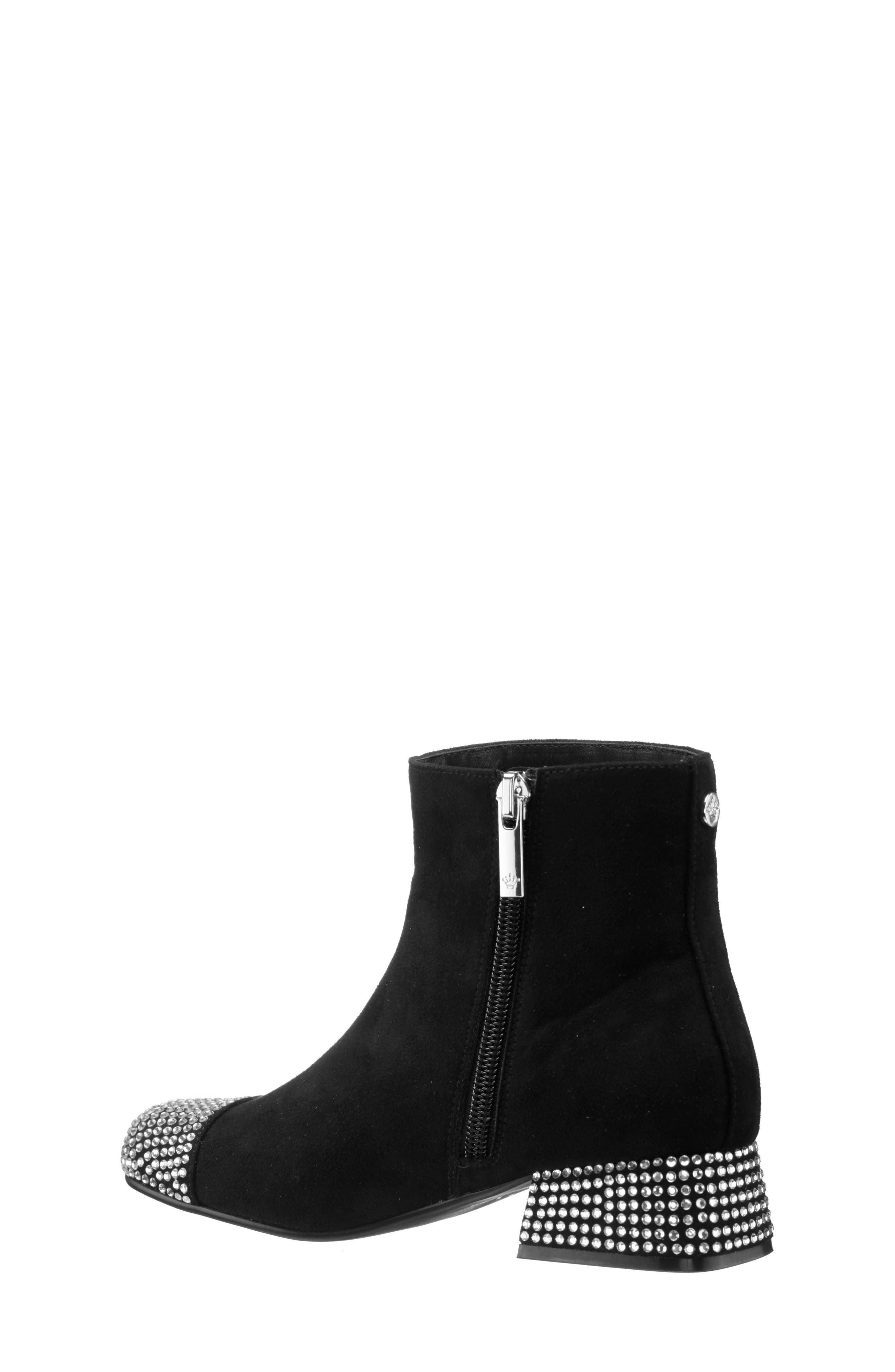 Nina Kids' Svet Cap Toe Bootie, Alternate, color, Black Microsuede/ Stones