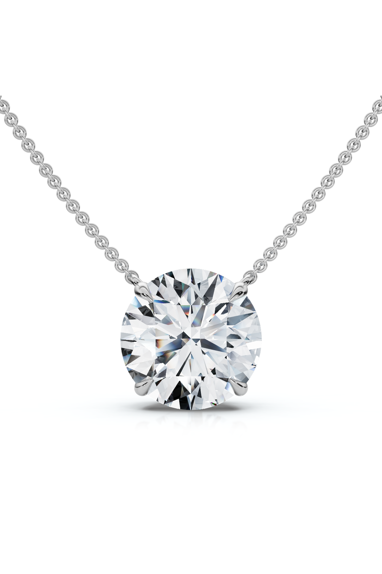 2Ct Round Cut Diamond Solitaire Pendant 14k Gold 18" Women's Necklace Lab Grown, Main, color, White Gold