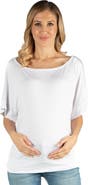 24seven Comfort Apparel Maternity Loose Fit Dolman Top with Wide Sleeves