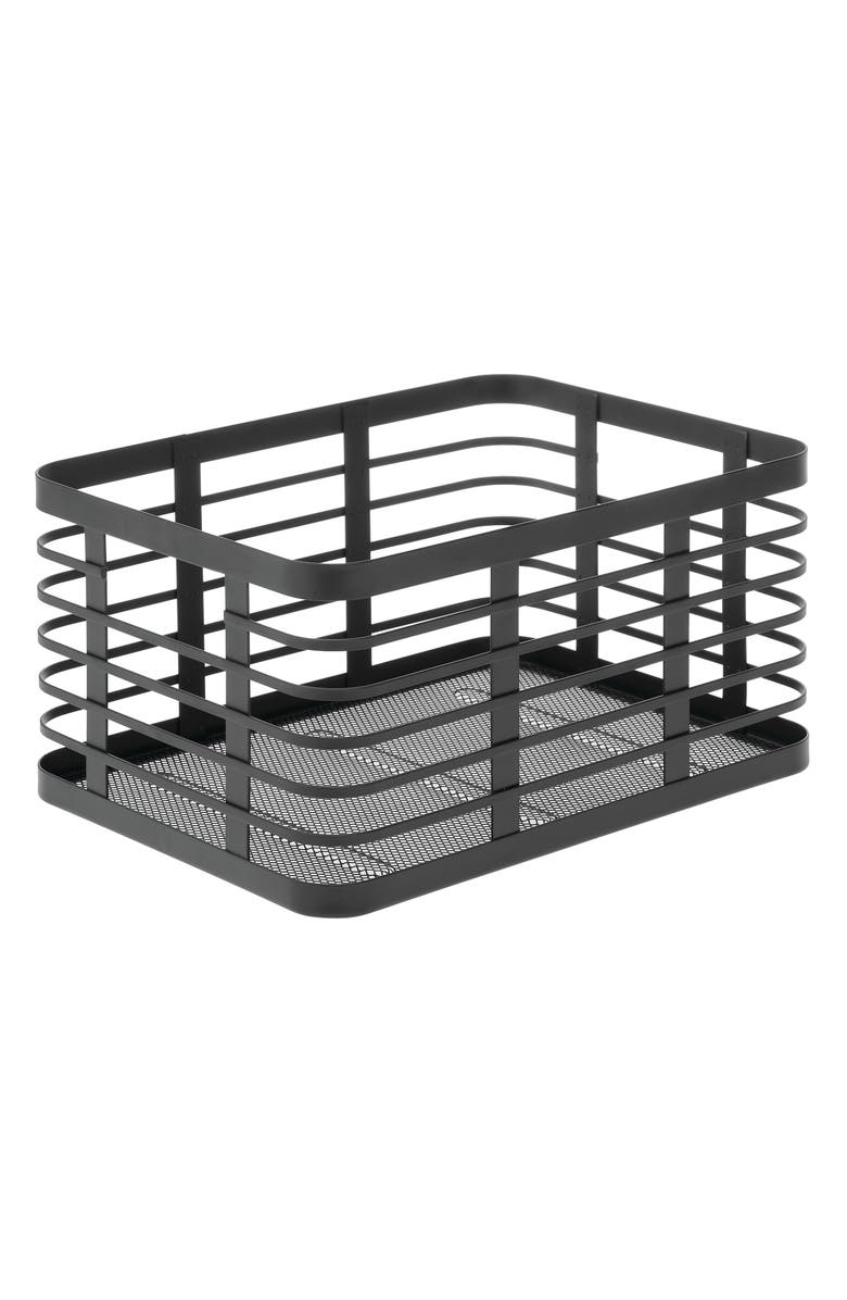 mDesign Metal Pantry Basket with Handles - Set of 4 - Matte Black, Alternate, color, Black