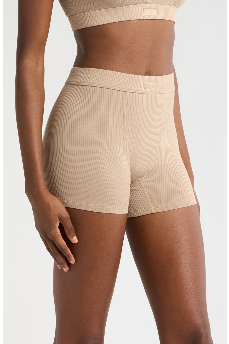 Alexiah Rib Lounge Boy Shorts, Alternate, color, SILVER TAUPE