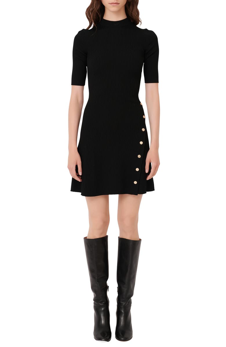 maje Mock Neck Minidress, Main, color, 