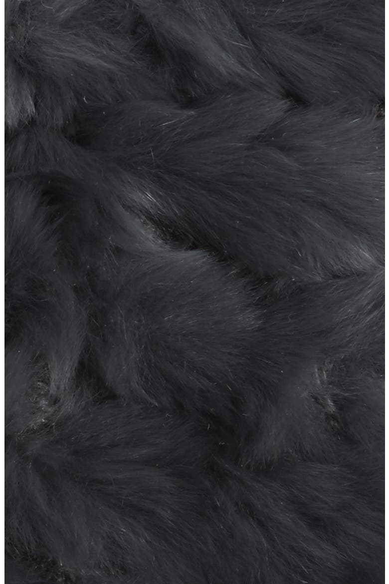Genuine Rabbit Fur Fingerless Knit Mittens, Alternate, color, CHARCOAL