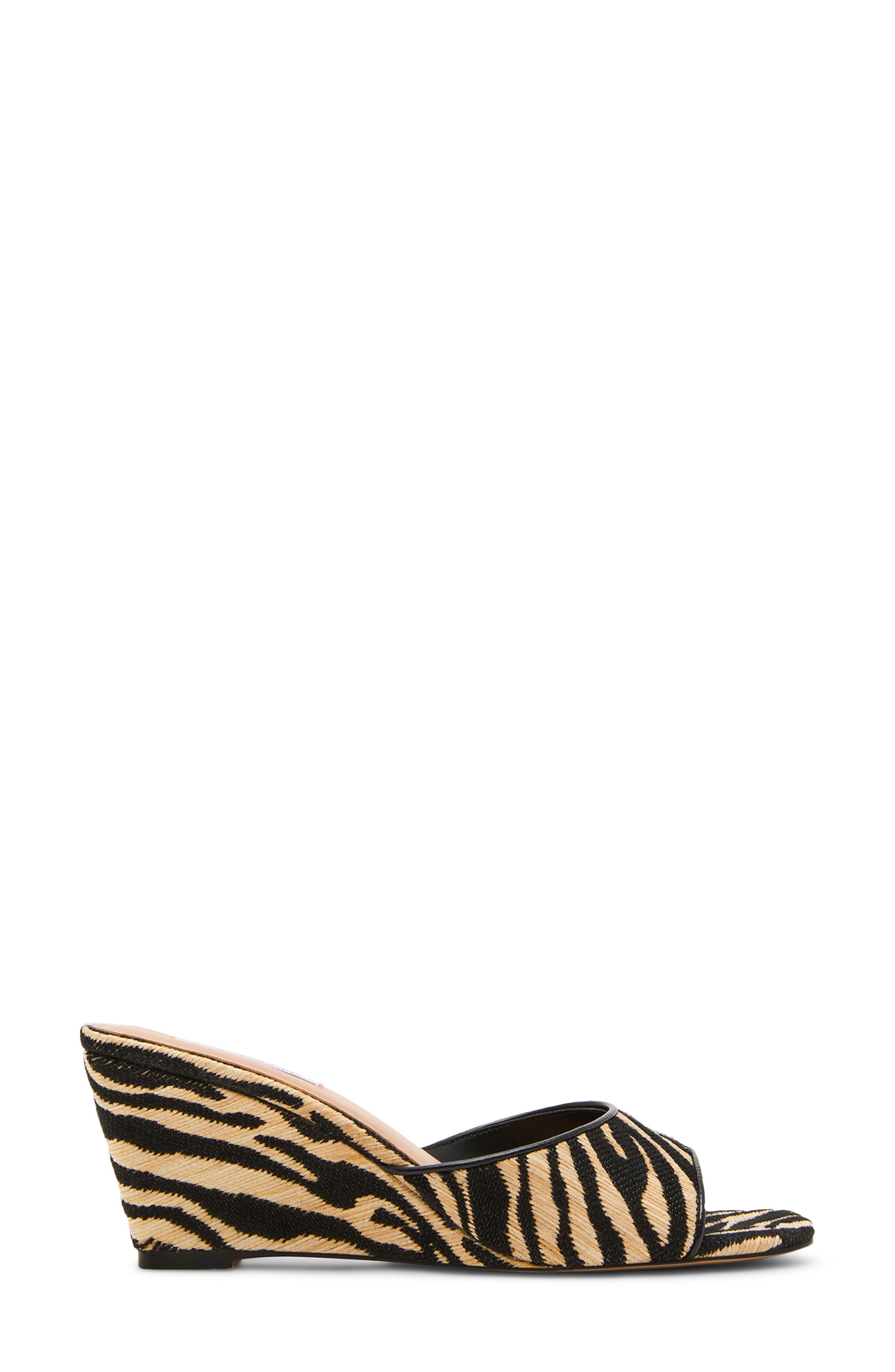 Seleste Wedge Slide Sandal, Alternate, color, ZEBRA RAFFIA